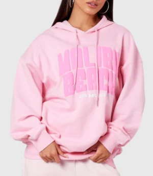 Beach Pink Oversized Graphic Hoodie