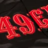 HOMAGE x Starter 49ers Blackout Heavyweight Black Bomber Satin Jacket