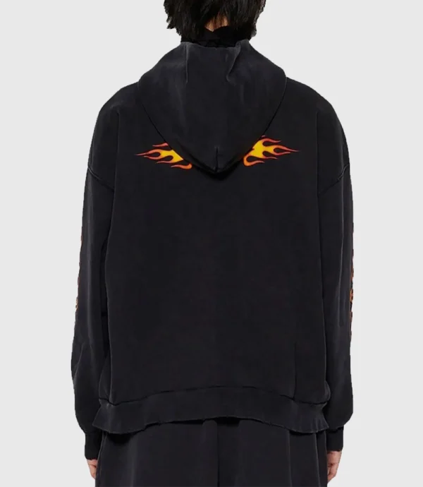 Balenciaga Burning Unity Justin Bieber Black Zip-Up Hoodie