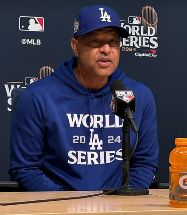 Yankees v Dodgers World Series Dave Roberts Pullover Blue Hoodie