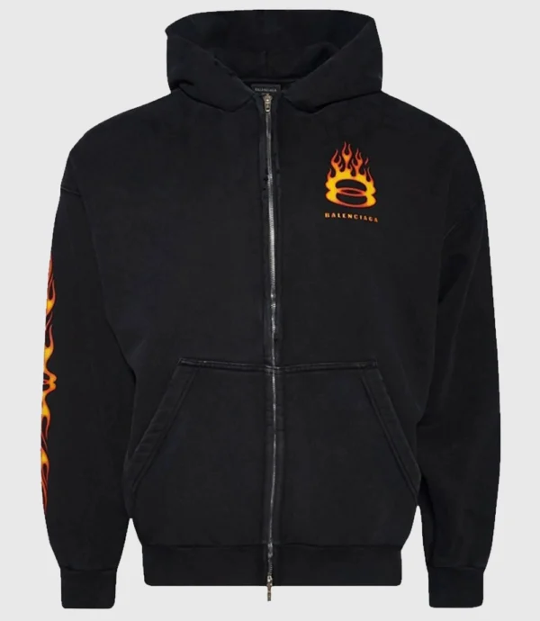 Justin Bieber Balenciaga Burning Unity Zip-Up Hoodie