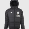 2024 Leicester City King Power Black Hooded Puffer Jacket