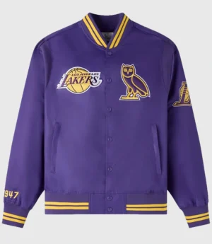 October’s Very Own NBA Los Angeles Lakers Satin Varsity Jacket – Purple