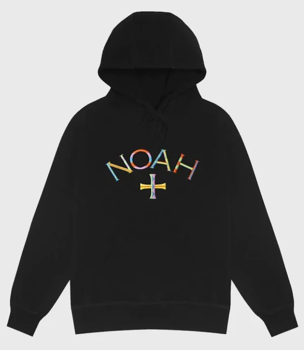 Unisex Noah Embroidered Core Logo Summer Pullover Black Hoodie