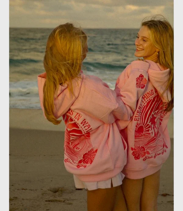 Pink Palm Puff Pullover Hoodie