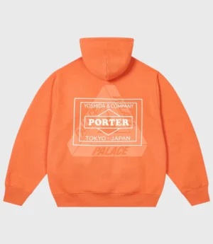 Shop Oversized Palace x Porter Logo Orange Fleece Hoodie