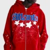 Sp5der Atlanta Zip Up Red Hoodie For Unisex