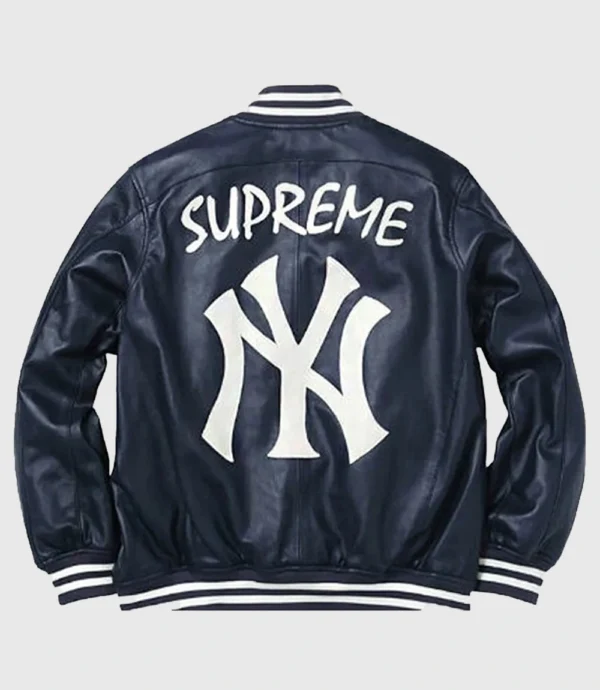 Supreme Yankees Leather Varsity Jacket For Sale