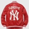 Supreme New York Yankees Leather Varsity Jacket Red