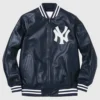 Supreme NY Yankees Blue Leather Varsity Jacket