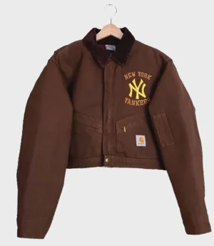 Dark Brown Vintage Carhartt X NY Yankees Crop Jacket