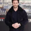 Aaron Taylor-Johnson Suede Aviator Shearling Bomber Jacket