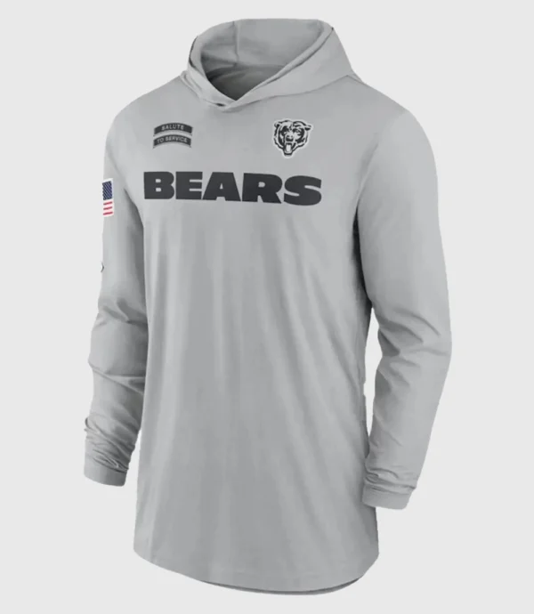 2024 Salute to Service Chicago Bears Gray Pullover Hoodie