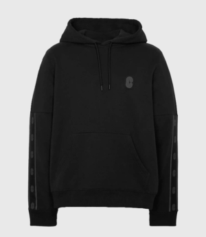 Unisex Coach Signature Tape Hoodie Black