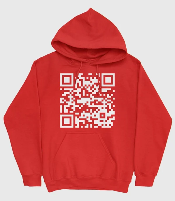 Pullover Fuck You QR Code Hoodie Red