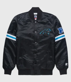 Unisex HOMAGE X Starter Carolina Panthers Black Satin Varsity Jacket