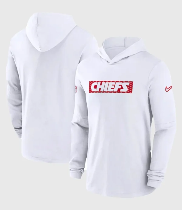 Kansas City Chiefs Sideline Performance Pullover Fleece Hoodie White