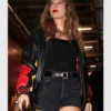 Oversized Taylor Swift Kansas City Chiefs Team Vintage Black And Red Leather Jacket