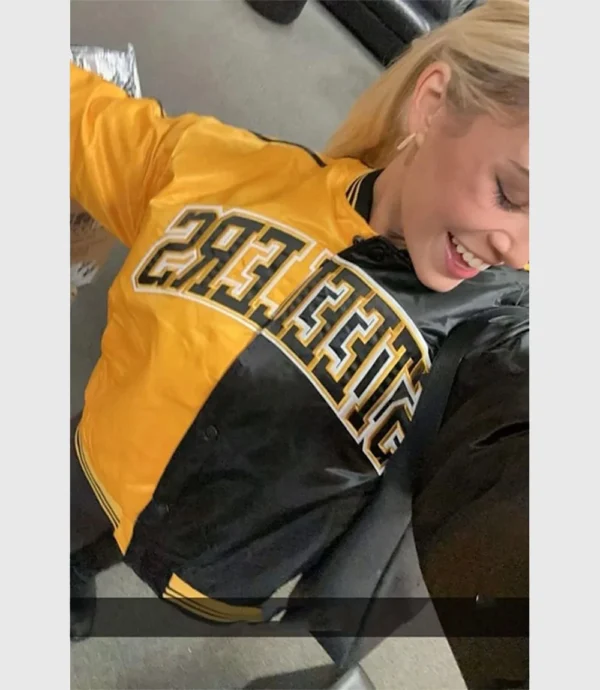 Livvy Dunne Pittsburgh Steelers Cropped Bomber Satin Jacket