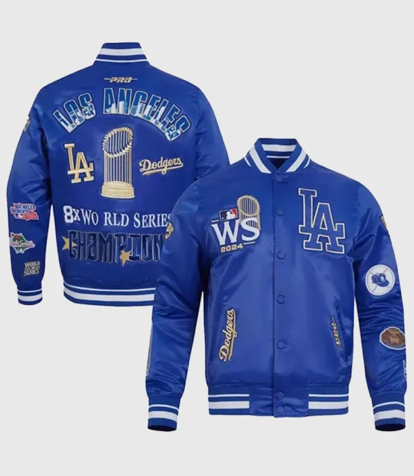 2024 World Series Champions Los Angeles Dodgers Blue Satin Full Snap Jacket