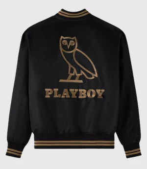 OVO Playboy Satin Varsity Jacket Black