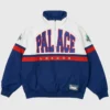 Unisex Palace Breakout Half Zip Bomber Jacket White And Blue