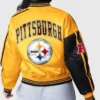 Livvy Dunne Pittsburgh Steelers Black and Gold Cropped Satin Jacket