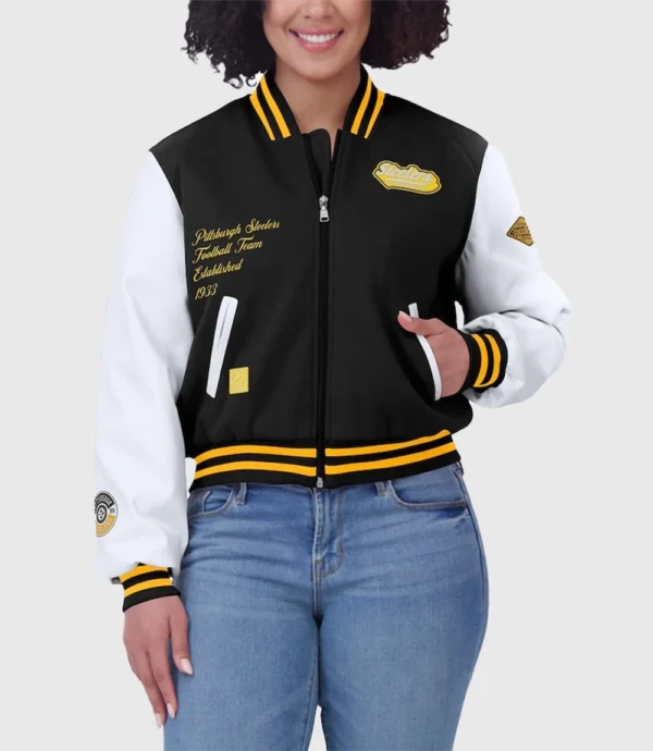 Women's Pittsburgh Steelers WEAR by Erin Andrews Varsity Full-Zip Jacket