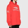 Shop Balenciaga 3b Sports Icon Red Hoodie