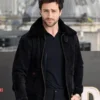 Aaron Taylor-Johnson Suede Aviator Bomber Jacket