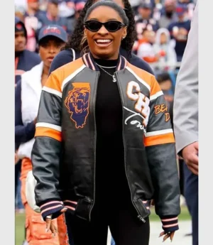 Simone Biles NFL Chicago Bears Black Varsity Jacket