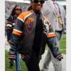 Simone Biles Chicago Bears Black Leather Bomber Varsity Jacket