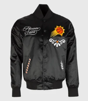 NBA Suns Sugar Skull Black Satin Jacket