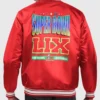 Super Bowl LIX Starter Red Satin Varsity Jacket