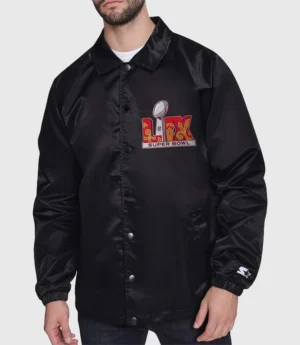 Unisex Super Bowl LIX Starter Black Coaches Satin Jacket For Sale