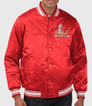 Super Bowl LIX 2025 Starter Red Satin Varsity Full-Snap Jacket