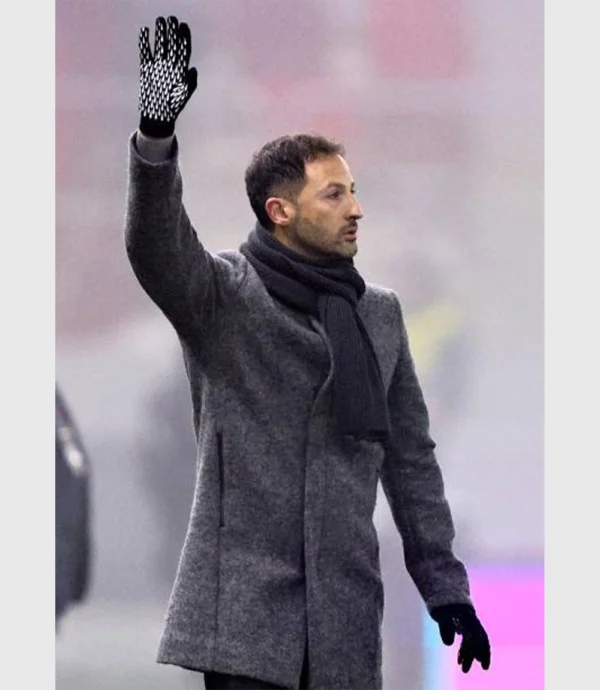 UEFA Nations League Belgium Head Coach Tedesco Domenico Grey Wool Long Coat