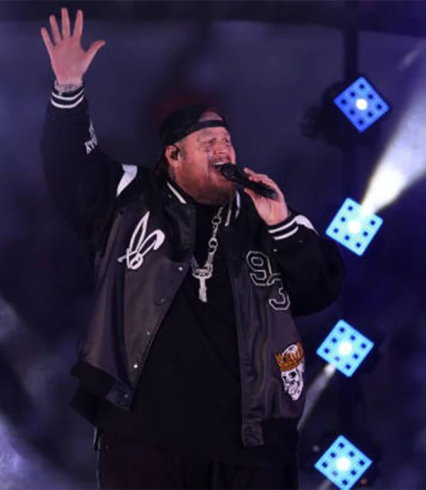 Thanksgiving Halftime Show Jelly Roll Black Varsity Jacket