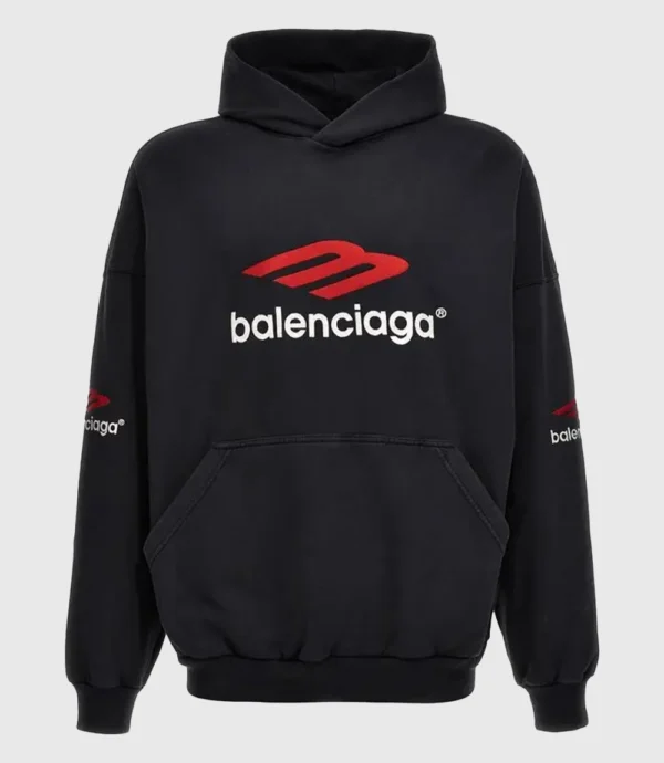 Balenciaga 3b Sports Icon Hoodie Black