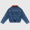 Wish Me Luck League Studded Denim Bomber Jacket For Sale