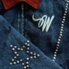 Wish Me Luck Studded Denim Bomber Jacket