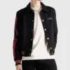 Black And Red AMIRI Bones Twill Wool Varsity Bomber Jacket