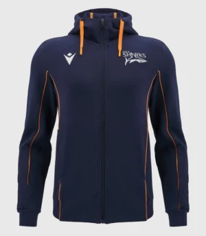 Alex Sanderson Sale Sharks 2024 Travel Full Zip Navy Blue Hoodie