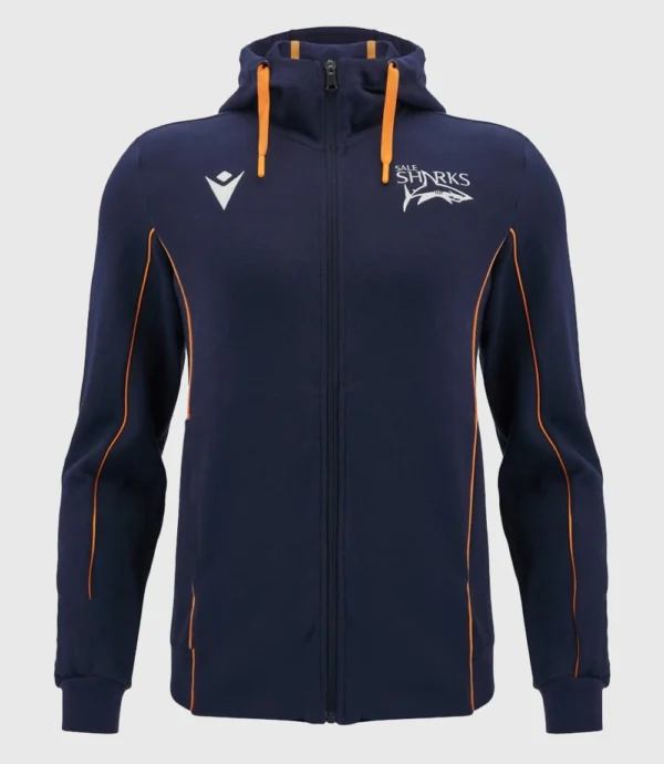 Alex Sanderson Sale Sharks 2024 Travel Full Zip Navy Blue Hoodie