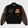 Men And Women Cherry Rodeo Champ Brown And Black Bomber Varsity Jacket