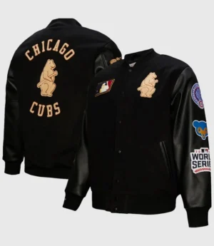 Mitchell & Ness Chicago Cubs Blackout Varsity Jacket For Sale