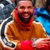 Raptors Game Drake Embroidered Hooded Snow Ski Brown Jacket