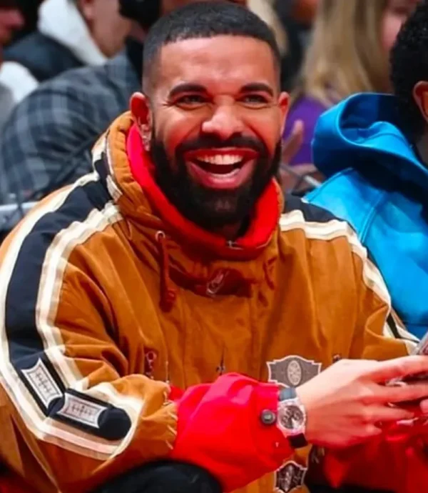 Raptors Game Drake Embroidered Hooded Snow Ski Brown Jacket