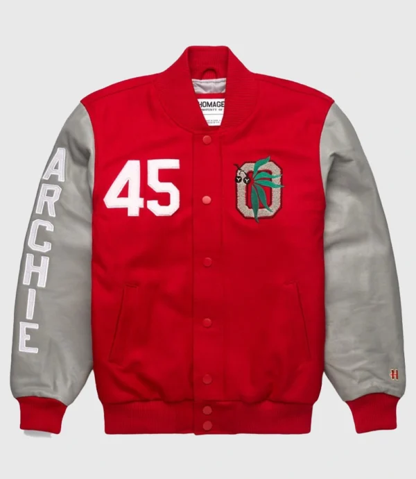 HOMAGE Archie Griffin GOAT Varsity Jacket Gray and Red