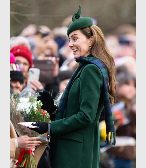 Kate Middleton Wool Long Coat Green